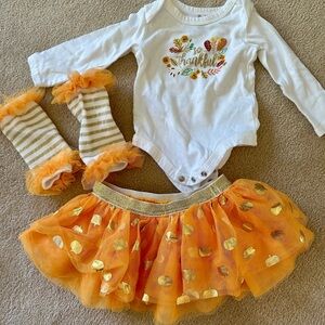 Thanksgiving onesies dress with headband - 6 months